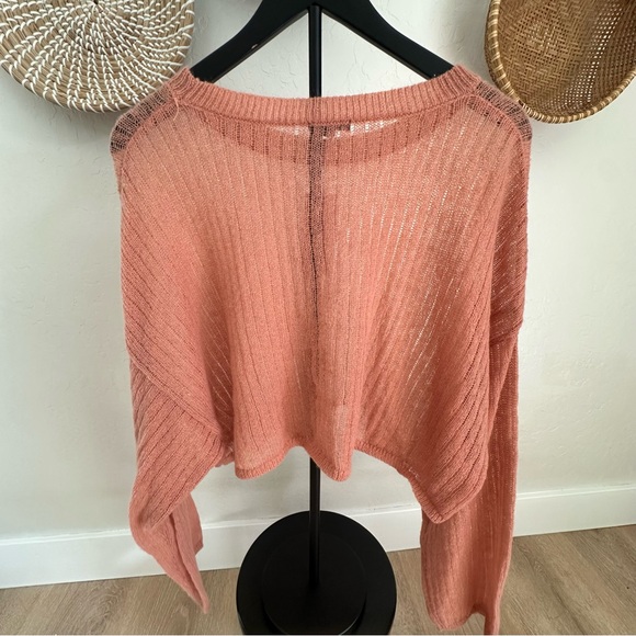 NEW Wild Fable Pink/Rose colored Ribbed Knit Boho Cropped Sweater XL - Picture 3 of 16
